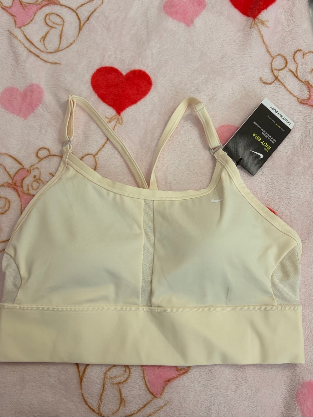 Nike Women's Cream Strappy Light Support Sports Bra - Picture 1 of 5